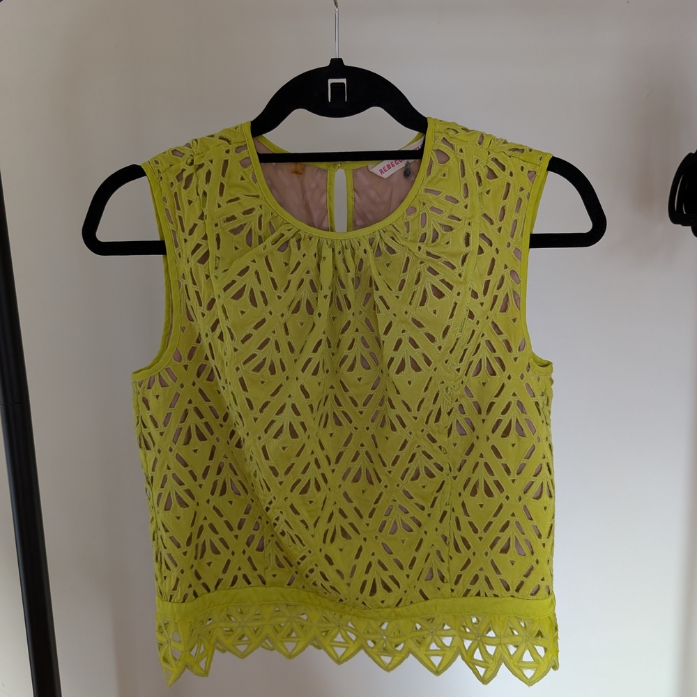 Rebecca Taylor Cut Out Embroidered Silk Top